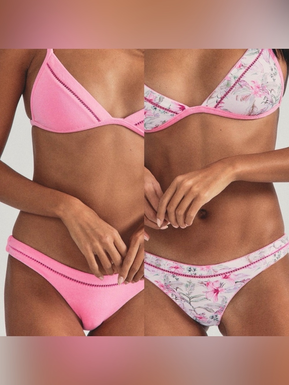 NWT LoveShackFancy Hurley Hawaiian Hibiscus Terry 2Pc Reversible Cheeky Bikini M